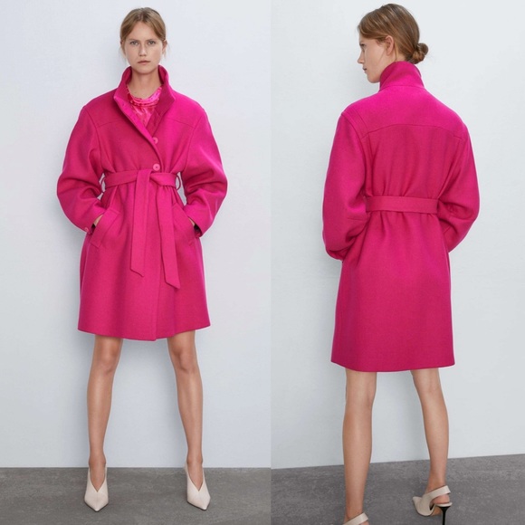 Zara Jackets & Blazers - ZARA Belted Coat with High Collar